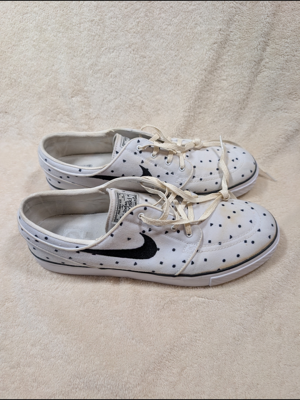 NIKE SB Stefan Janoski Canvas Polka Dot Sneakers White Black Men’s Size 11.5 - Picture 6 of 6